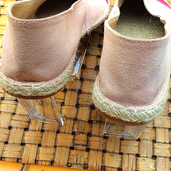 Two Tone Pink Suede and Leather Espadrilles NWOT - Picture 3 of 8